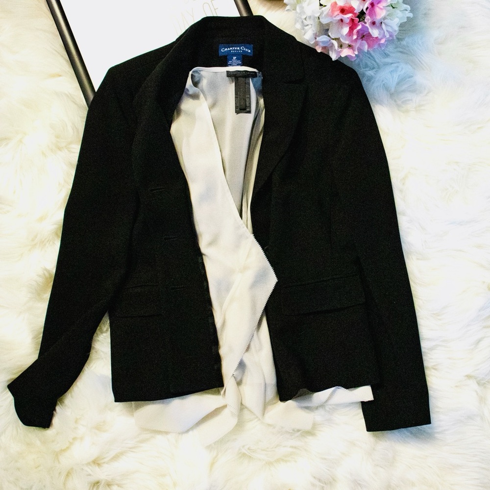Charter Club Classic Black Blazer Size 8P
